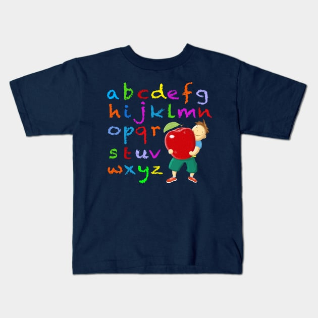 Chalkboard Alphabet Kids T-Shirt by brodyquixote